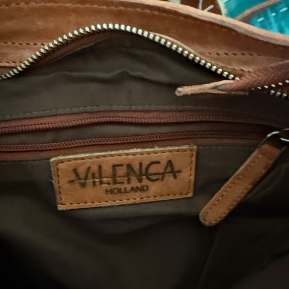 Vilenca Holland Brown Woven Leather Shoulder Bag - Picture 2 of 6